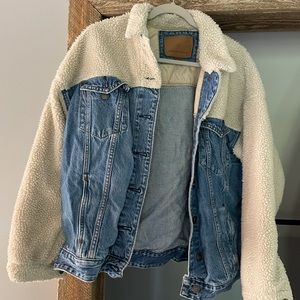 Fleece Sleeved Denim Jacket